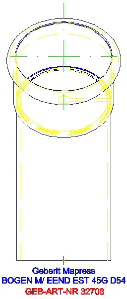 GE Mapress Edelstahl Bogen 45Gr d54 mit Einschubende_32708_L