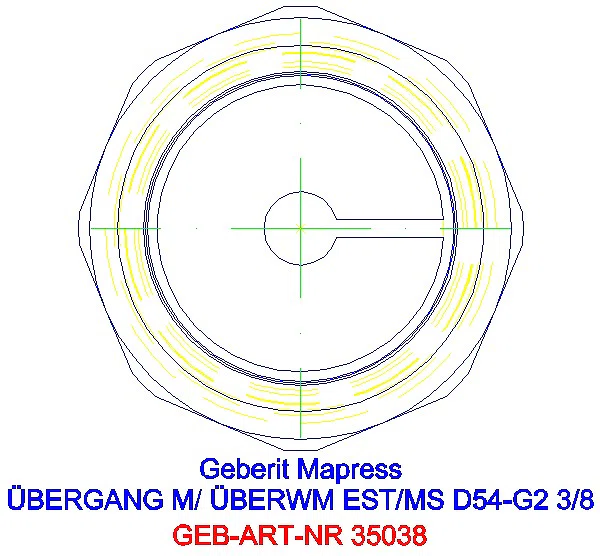 GE Mapress Edelstahl Übergang mit Überwurfmutter d54-G2 3/8_35038_L