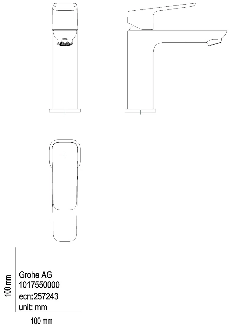 GROHE EH-WT-Batterie Cubeo 101752 M-Size glatter Körper PO-Ablaufgrt. chrom