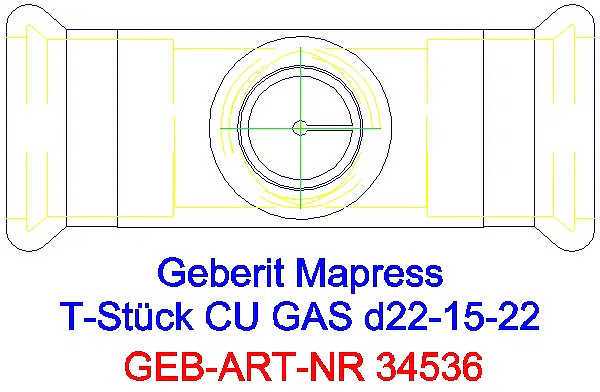 GE Mapress Kupfer T-Stück reduziert (Gas) d22-15-22_34536_G