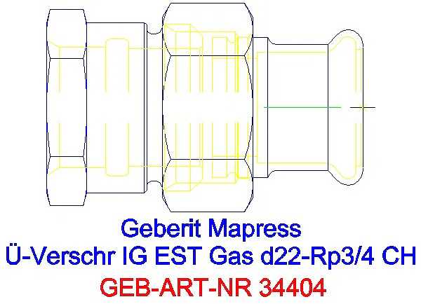 GE Mapress Edelstahl Übergangsverschr. mit IG (Gas) d22-Rp3/4_34404_A
