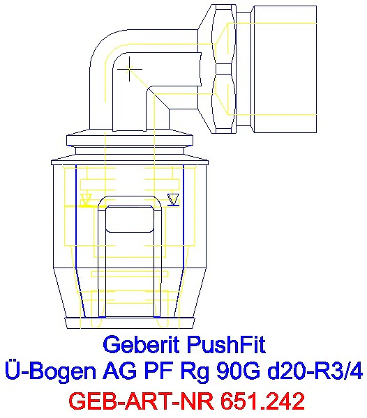 GE PushFit Übergangsbogen 90Gr mit AG Rg d20-R3/4_651.242.00.1_L
