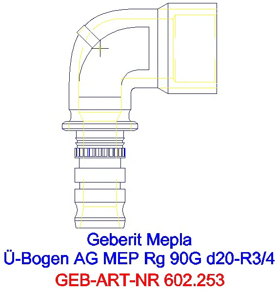 GE Mepla Übergangsbogen 90Gr mit AG Rg d20-R3/4_602.253.00.5_L