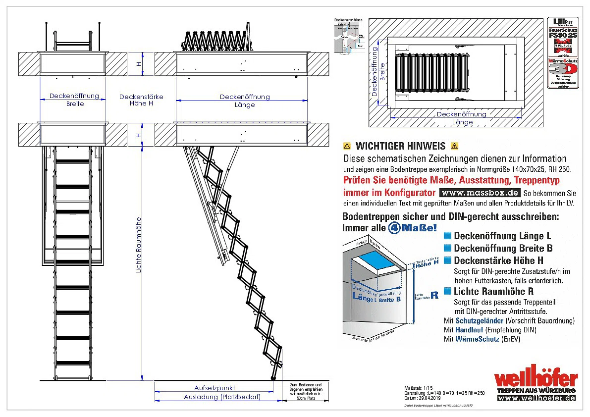 Scherentreppe Liliput mit FeuerSchutz FS90 2S
