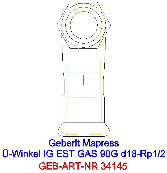 GE Mapress Edelstahl Übergangswinkel 90Gr mit IG (Gas) d18-Rp1/2_34145_L