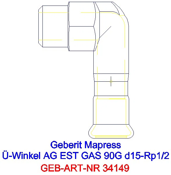 GE Mapress Edelstahl Übergangswinkel 90Gr mit AG (Gas) d15-R1/2_34149_A