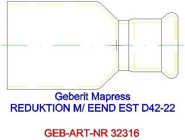 GE Mapress Edelstahl Reduktion mit Einschubende d42-22_32316_L