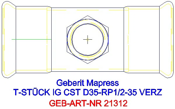 GE Mapress C-Stahl T-Stück mit IG d35-Rp1/2-35 verzinkt_21312_G