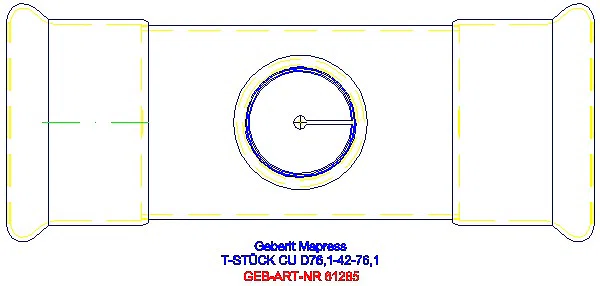 GE Mapress Kupfer T-Stück reduziert d76,1-42-76,1_61285_G