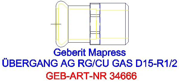 GE Mapress Kupfer Übergang mit AG (Gas) Rg d15-R1/2_34666_A