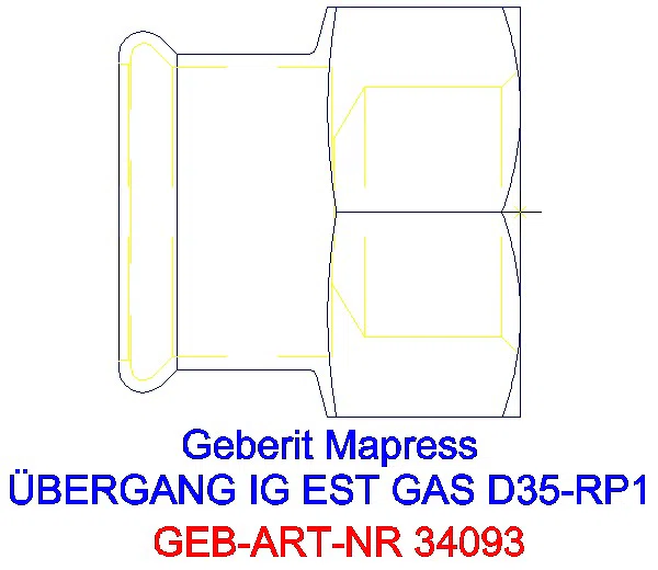 GE Mapress Edelstahl Übergang mit IG (Gas) d35-Rp1_34093_A