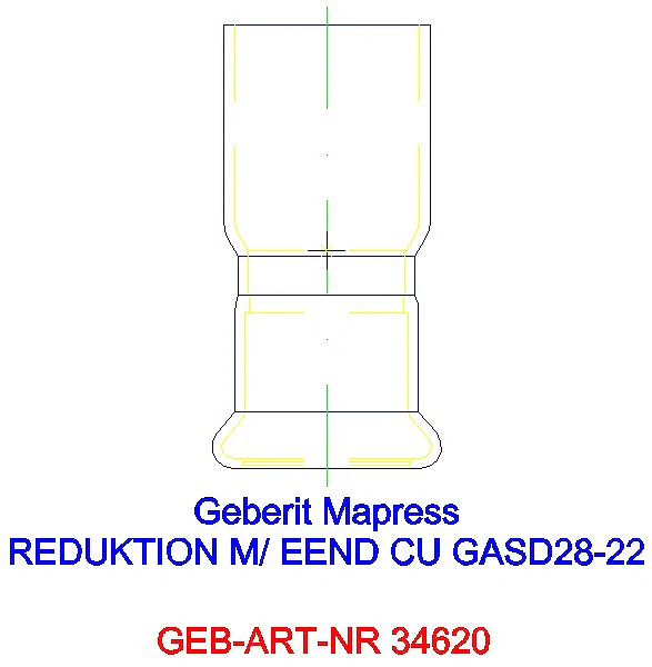 GE Mapress Kupfer Reduktion mit Einschubende (Gas blau) d28-22_34620_G