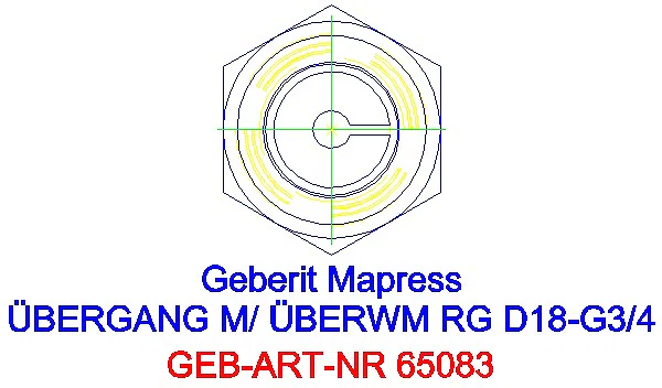 GE Mapress Kupfer Übergang mit Überwurfmutter Rg d18-G3/4_65083_L