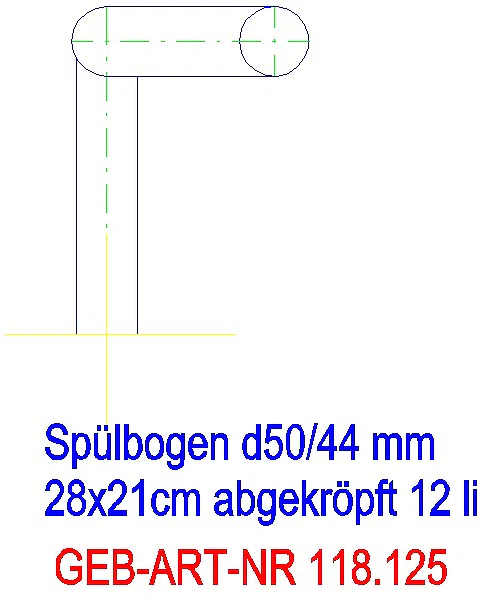 GE Spülbogen 90Gr 28x21 cm links gekröpft 12 cm weiß-alpin d50/44_118.125.11.1_G