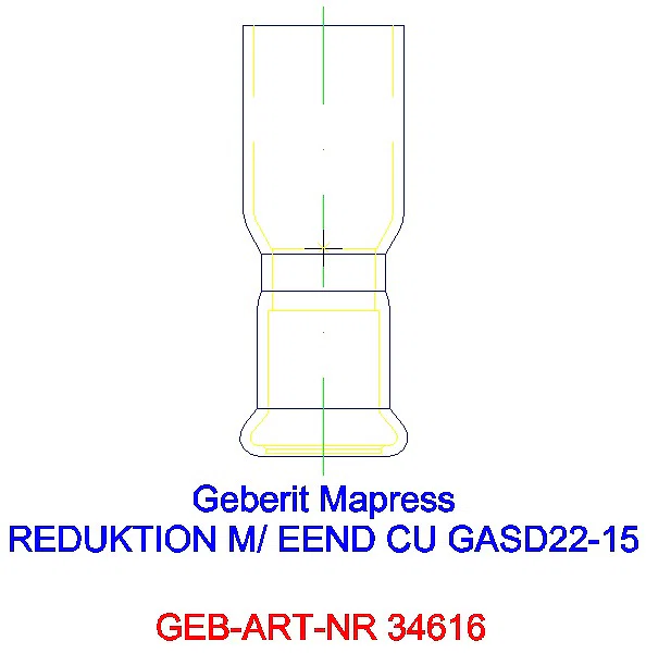 GE Mapress Kupfer Reduktion mit Einschubende (Gas blau) d22-15_34616_G