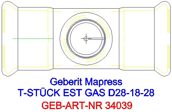 GE Mapress Edelstahl T-Stück reduziert (Gas) d28-18-28_34039_G