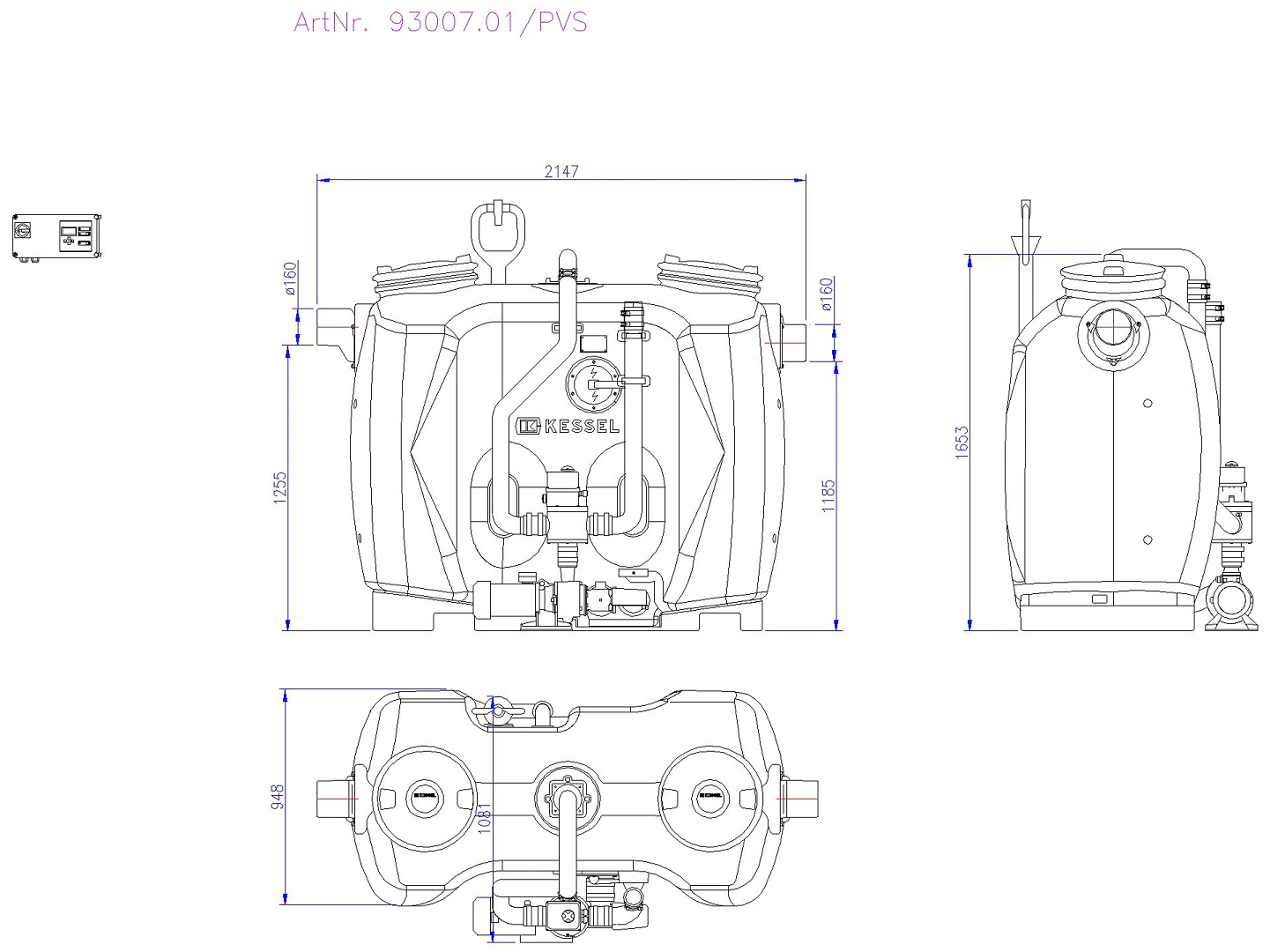 KESSEL-Fettabscheider EasyClean free NS 7, Auto Mix & Pump