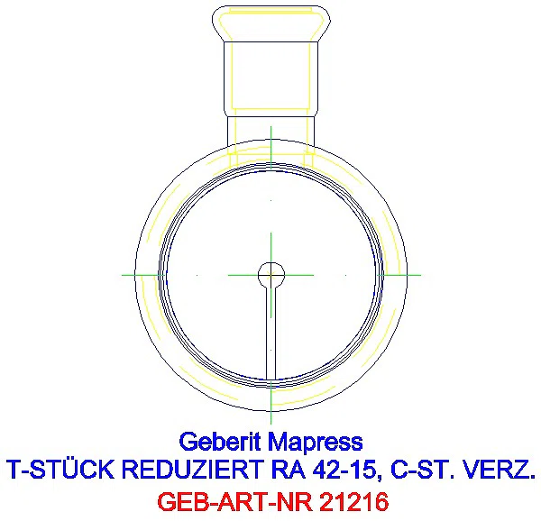 GE Mapress C-Stahl T-Stück reduziert d42-15-42 verzinkt_21216_L