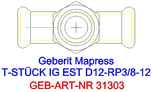 GE Mapress Edelstahl T-Stück mit IG d12-Rp3/8-12_31303_G