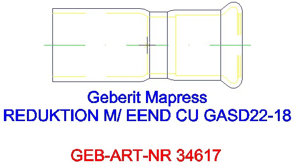 GE Mapress Kupfer Reduktion mit Einschubende (Gas blau) d22-18_34617_L