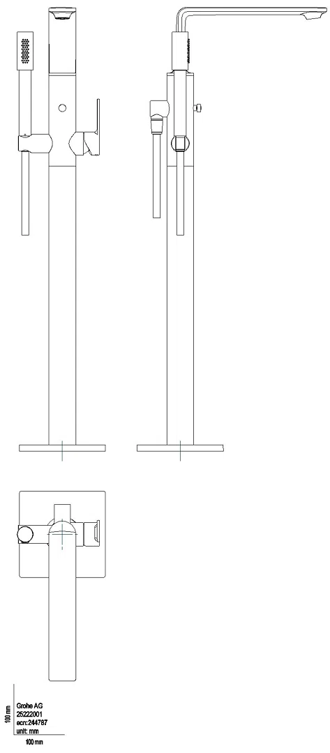 GROHE EH-Wannenbatterie Allure 25222_1 Bodenmontage FMS für 45984 chrom