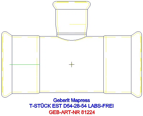 GE Mapress Edelstahl T-Stück reduziert (LABS-frei) d54-28-54_81224_A