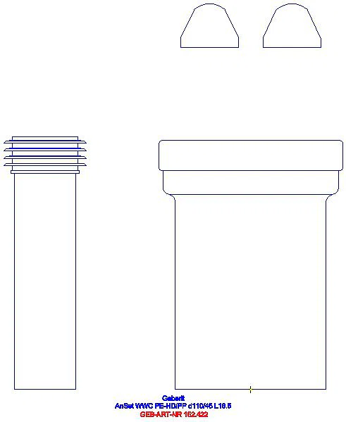 GE Anschlussset für Wand-WC PE d100/45 L:18,5 cm mit Deckkappen_152.422.46.1_A