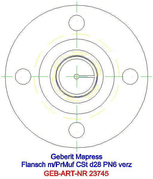GE Mapress C-Stahl Flansch PN 6 mit Pressmuffe d28_23745_L