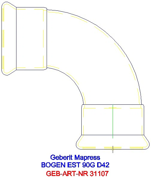 GE Mapress Edelstahl Bogen 90Gr d42_31107_A