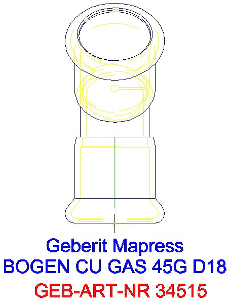 GE Mapress Kupfer Bogen 45Gr (Gas) d18_34515_L