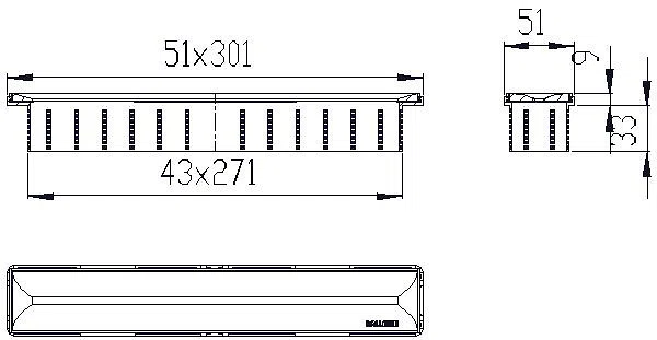 DALLMER Duschrinne Zentrix messing matt, 300 x 50 mm