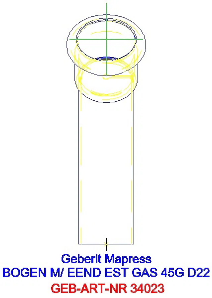 GE Mapress Edelstahl Bogen 45Gr d22 mit Einschubende (Gas)_34023_L