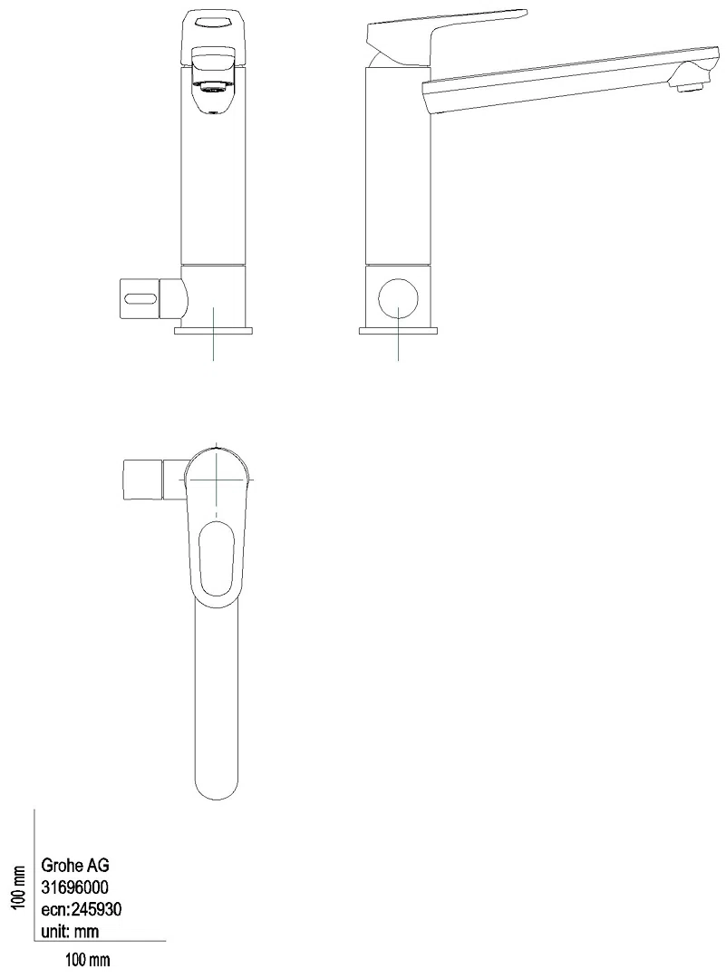 GROHE EH-Spültischbatterie BauEdge 31696 mittelhoher Auslauf Absperrventil chrom