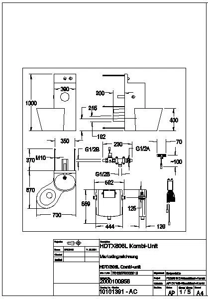 Sanitärkombination, HEAVY DUTY, Edst., Hw.-Mont., SPK, elektr., WC links, HDTX806L