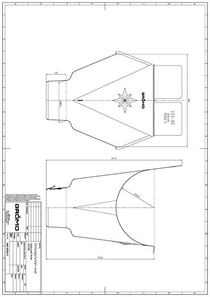 GRÖMO ALUSTAR Einhangstutzen oval - TX - Anthrazit 333 / 80 halbrunde Rinne, #Art.Nr. 88241
