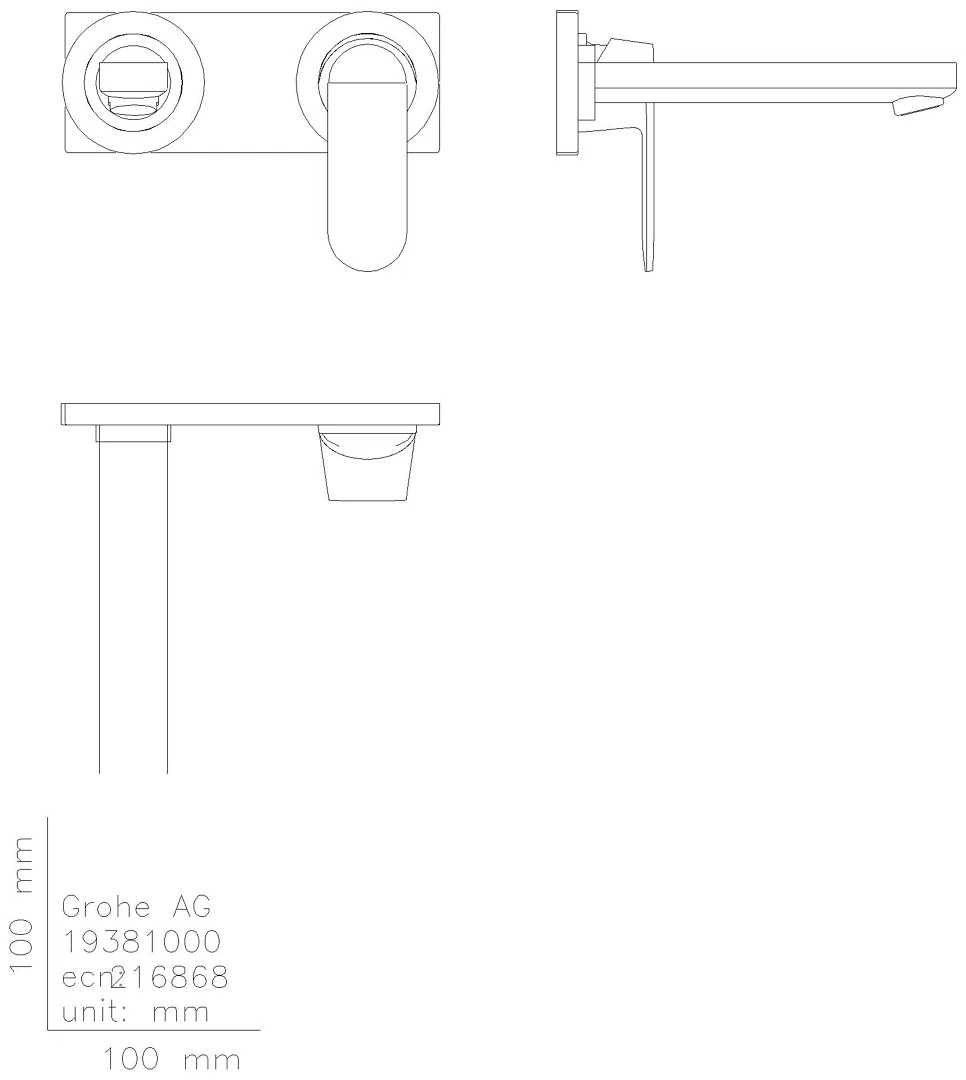 GROHE 2-Loch-WT-Batt. Eurosmart C 19381 Stichmaß 110 mm Ausladung 170 mm chrom