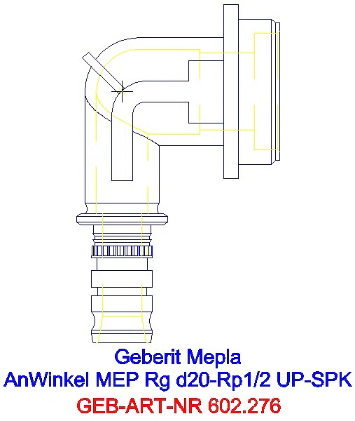 GE Mepla Anschlusswinkel 90Gr für UP-SPK Rg d20-Rp1/2_602.276.00.5_L