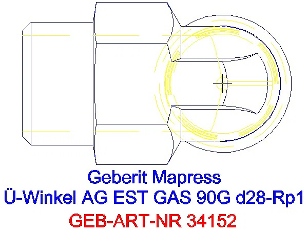GE Mapress Edelstahl Übergangswinkel 90Gr mit AG (Gas) d28-R1_34152_G