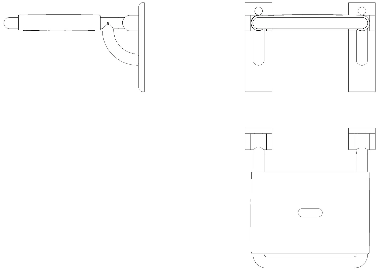 HEWI Klappsitz m. Gabelgelenk B=378mm,T=408mm tiefschwarz