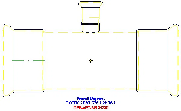 GE Mapress Edelstahl T-Stück reduziert d76,1-22-76,1_31229_A