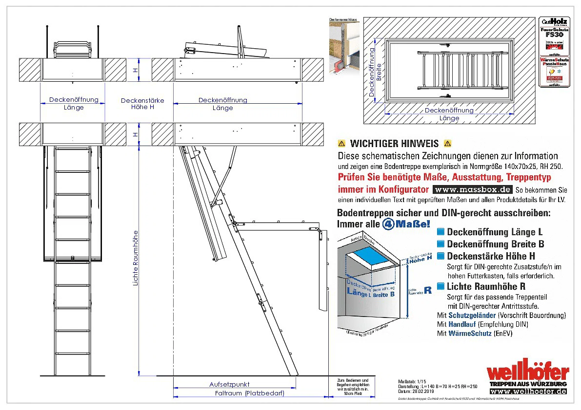 Bodentreppe GutHolz mit FeuerSchutz FS30 und WärmeSchutz WSPH Passivhaus