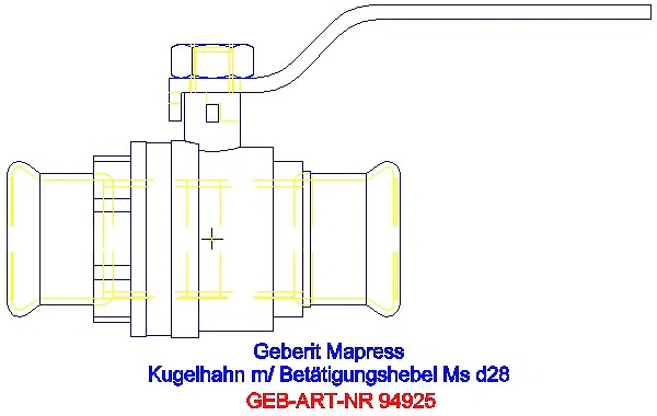 GE Mapress Kugelhahn mit Betätigungshebel Ms d28_94925_A