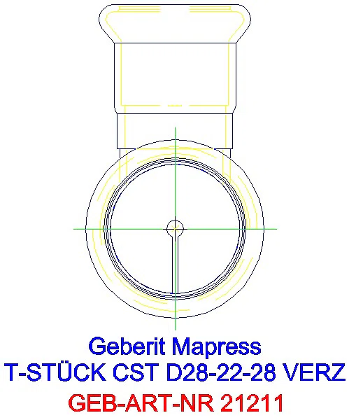 GE Mapress C-Stahl T-Stück reduziert d28-22-28 verzinkt_21211_L