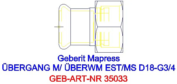GE Mapress Edelstahl Übergang mit Überwurfmutter d18-G3/4_35033_G