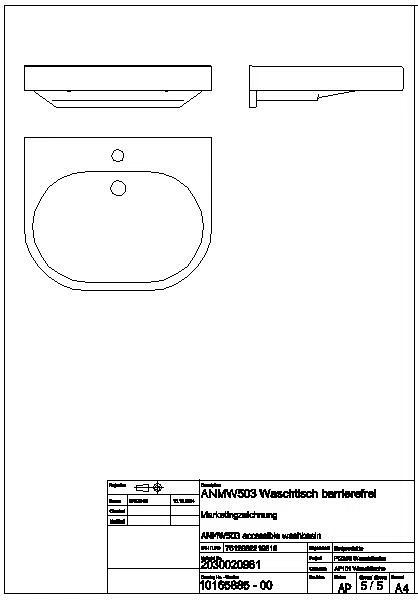 Waschtisch, VARIUScare, MIRANIT, 550x120x450 mm, barrierefrei, ANMW503
