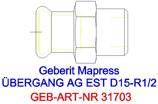 GE Mapress Edelstahl Übergang mit AG d15-R1/2_31703_G