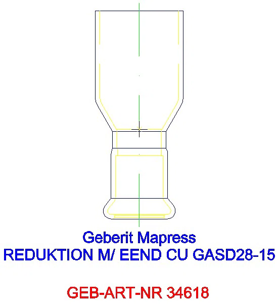 GE Mapress Kupfer Reduktion mit Einschubende (Gas blau) d28-15_34618_G