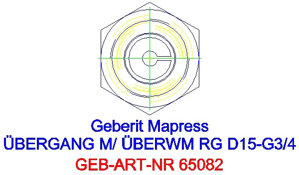 GE Mapress Kupfer Übergang mit Überwurfmutter Rg d15-G3/4_65082_L