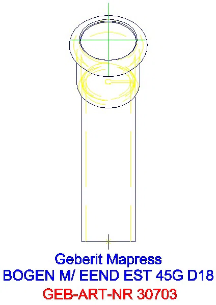 GE Mapress Edelstahl Bogen 45Gr d18 mit Einschubende_30703_L