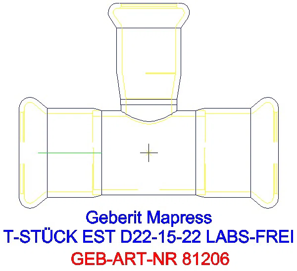 GE Mapress Edelstahl T-Stück reduziert (LABS-frei) d22-15-22_81206_A